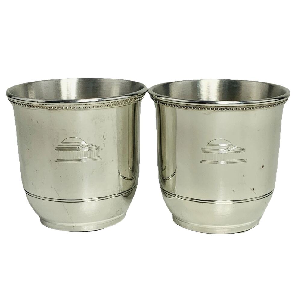 Salisbury Images of America 8 oz Pewter Cup Set of 2 Jefferson Memorial Bead GUC
